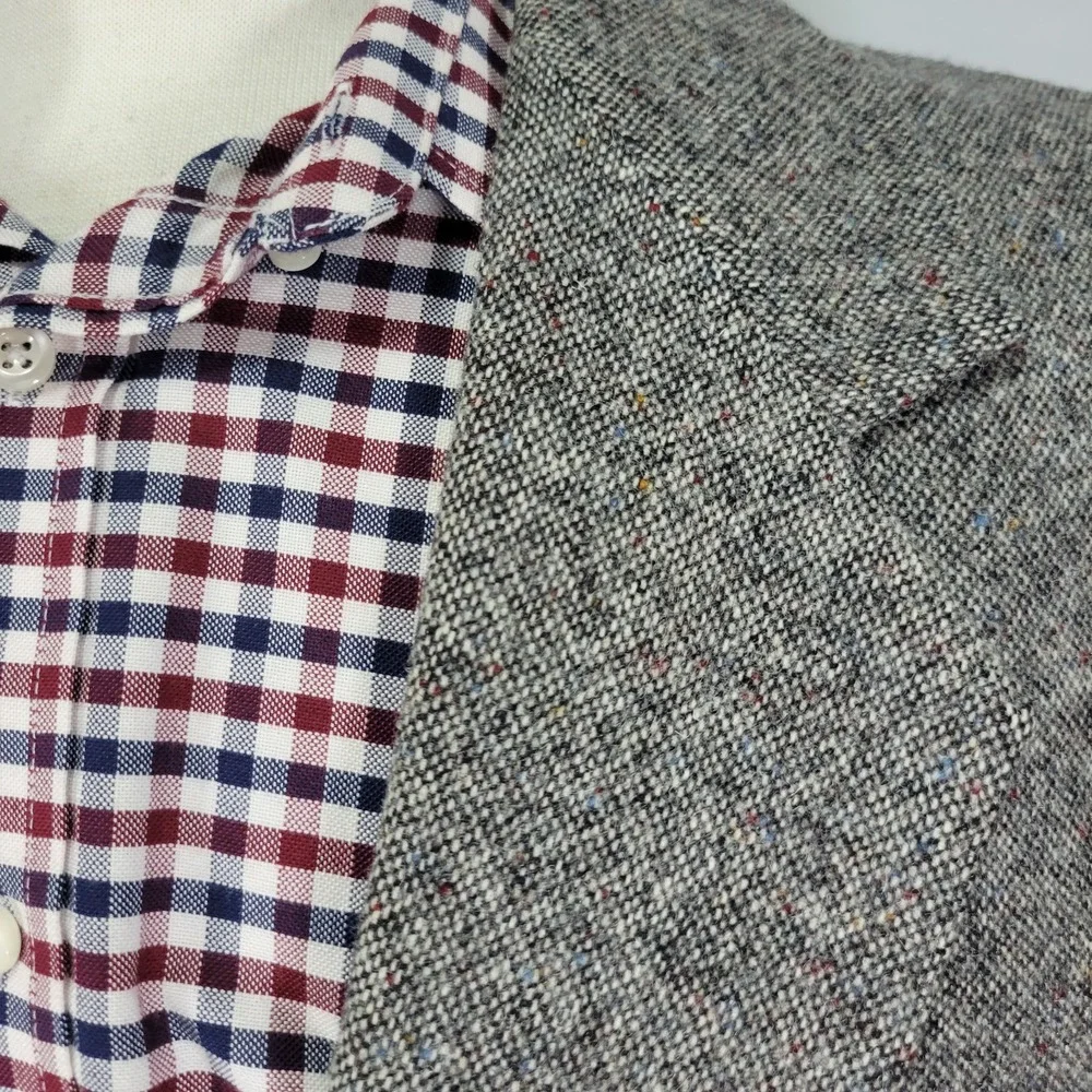 Gallery Haggar Men's Tweed Sport Coat Blazer‎ Two Button Gray Wool Size 46L